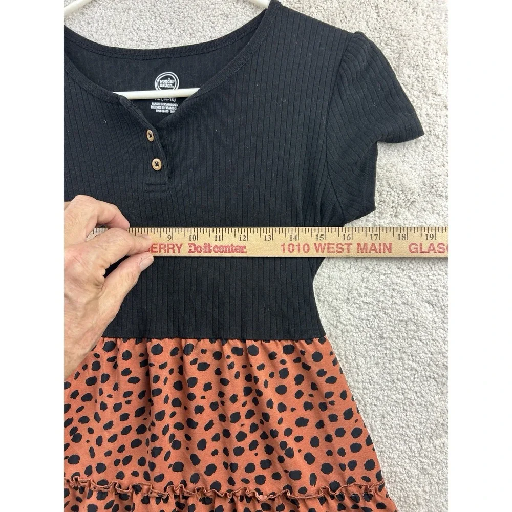 Wonder Nation Two-Tone‎ Tiered Short Sleeve Dress Black Girls XL (14-16)